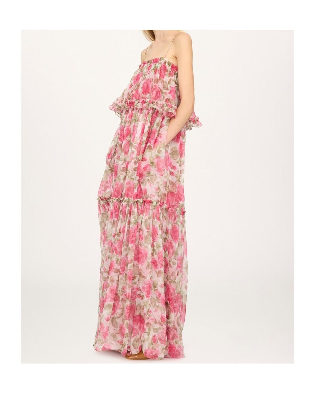 Chloé Pink Thin-Strap Long Dress