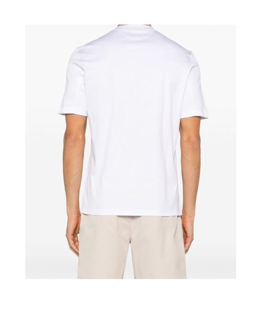 Brunello Cucinelli White Logo Printed Crewneck T-Shirt for men