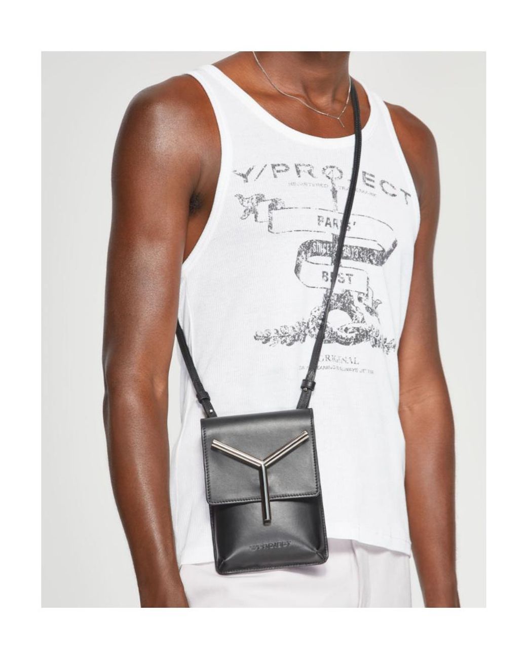 Y. Project White Y-Plaque Detail Crossbody Bag for men