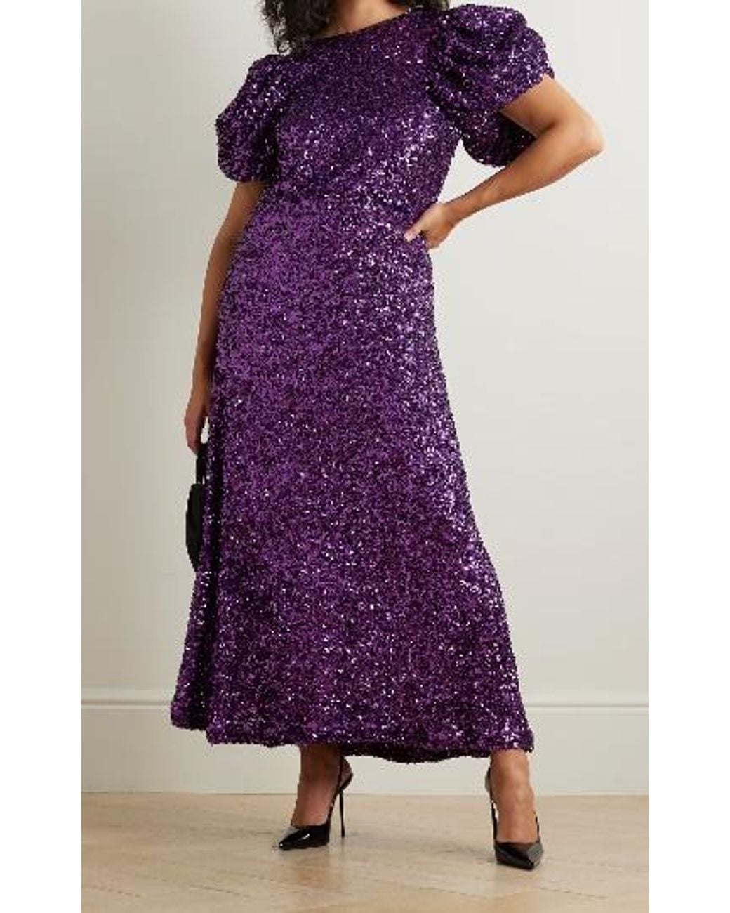 ROTATE BIRGER CHRISTENSEN Purple Backless Sequined Dress