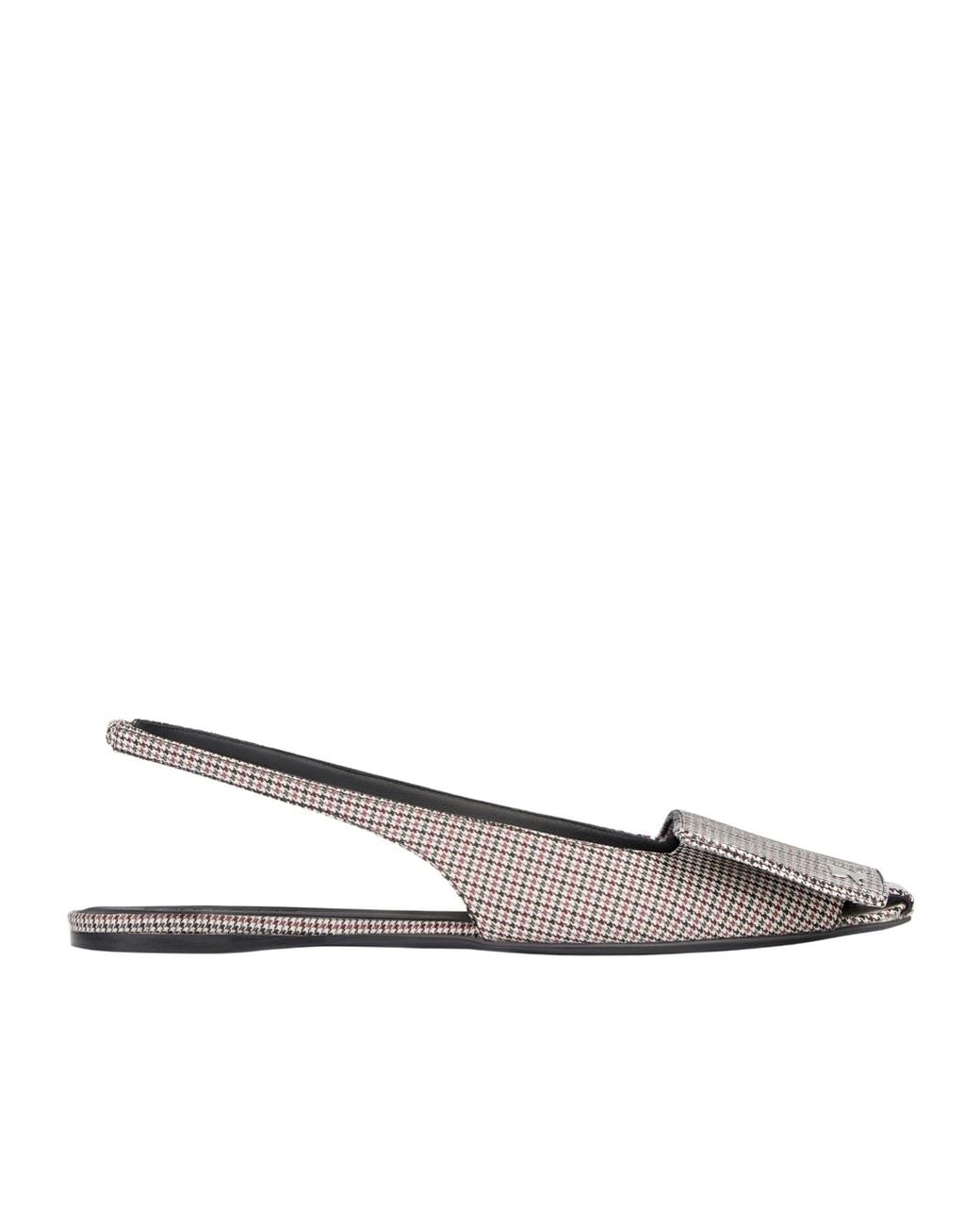 Courreges White Houndstooth Slingback Flat