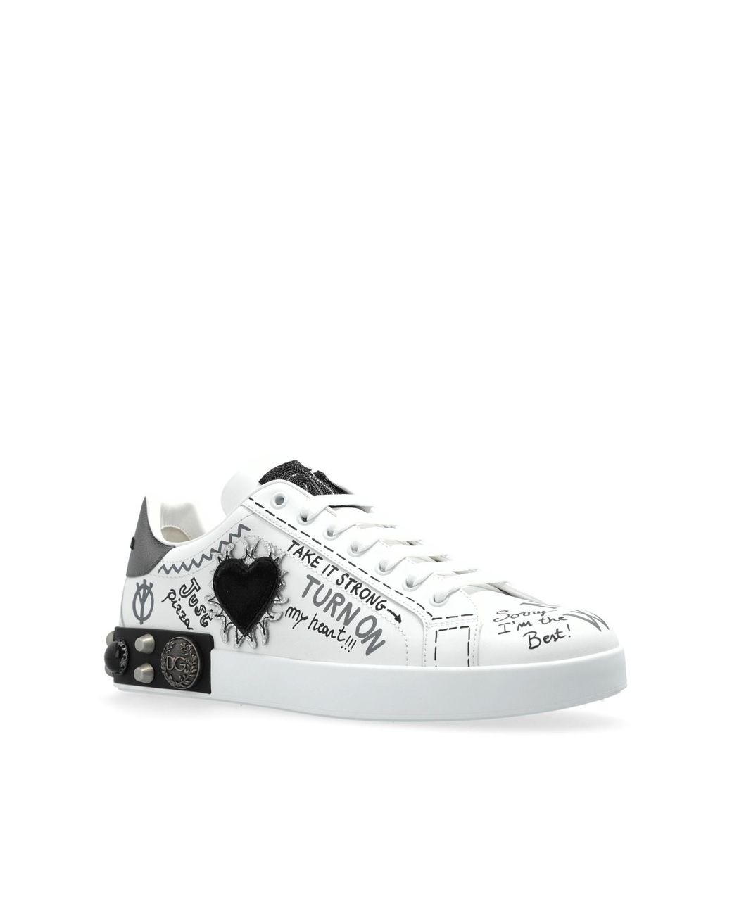 Dolce & Gabbana White Portofino Graffiti Sneakers for men