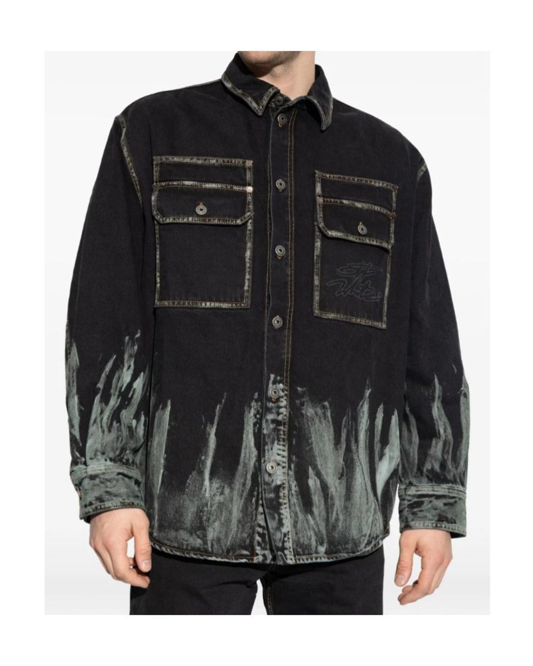 Off-White c/o Virgil Abloh Black Oversized Button-Up Denim Jacket for men