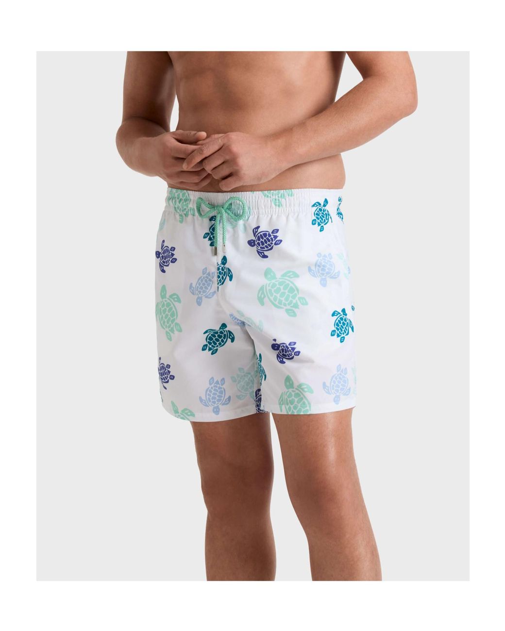 Vilebrequin Blue Swim Shorts With Multicolour Turtle Print for men