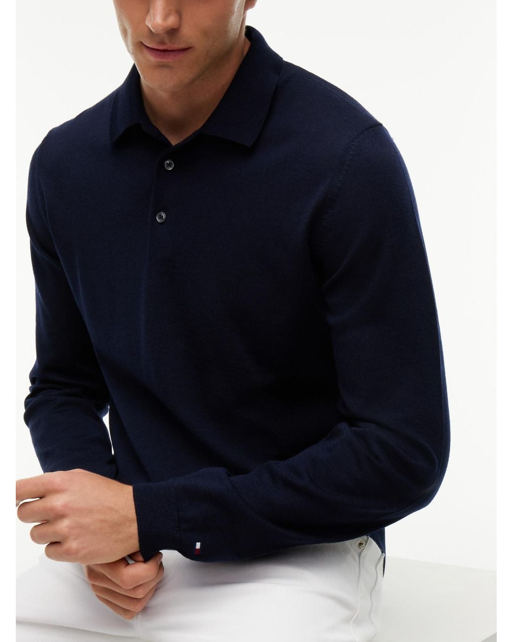 Tommy Hilfiger Blue New York Brand Pure Wool Polo Shirt for men