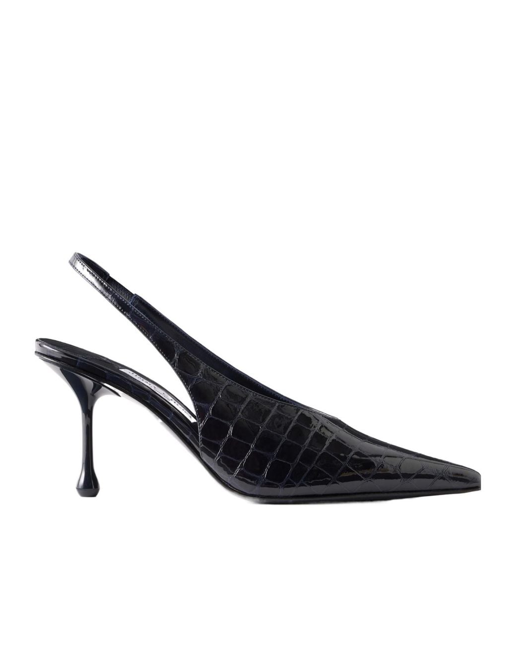 Jimmy Choo Blue Croc-Effect Leather Slingback Pumps