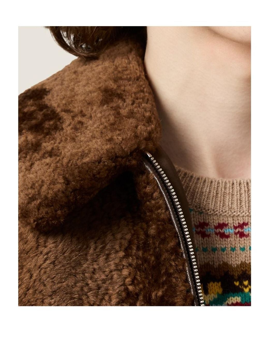 Miu Miu Brown Shearling Blouson Jacket
