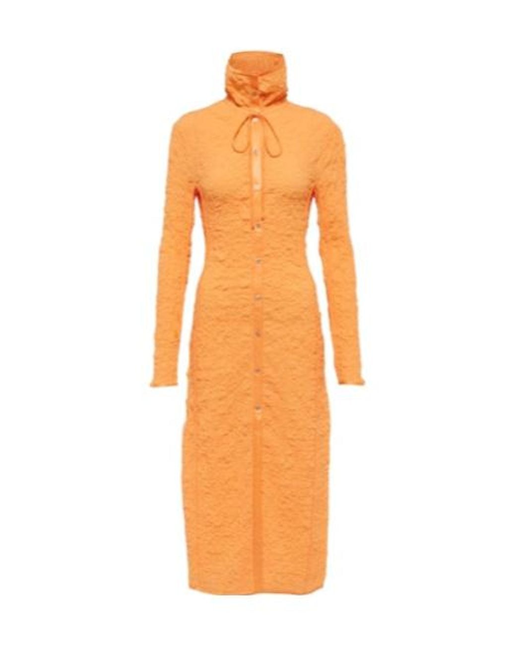 Acne Orange Ruched Cotton Midi Dress