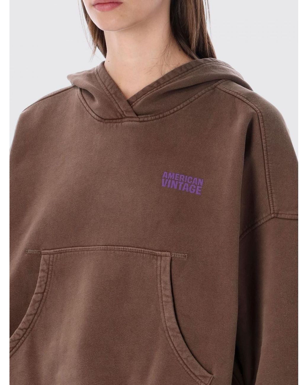 American Vintage Brown Long-Sleeve Hoodie