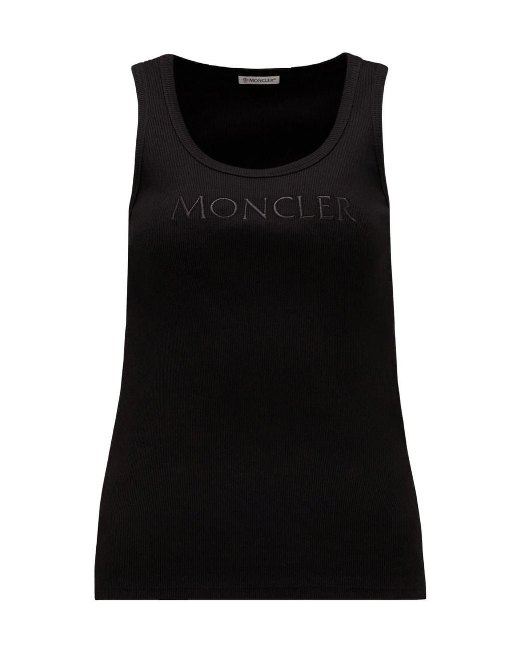 Moncler Black Logo Embroidered Ribbed Tank Top
