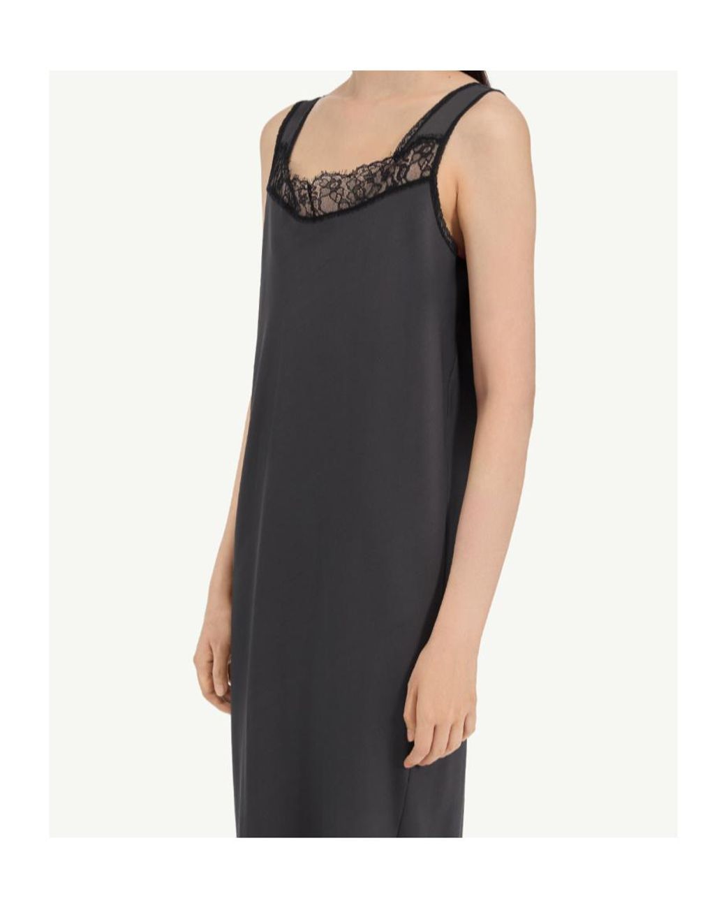 MM6 by Maison Margiela Black Mirrored Lace Slip Dress