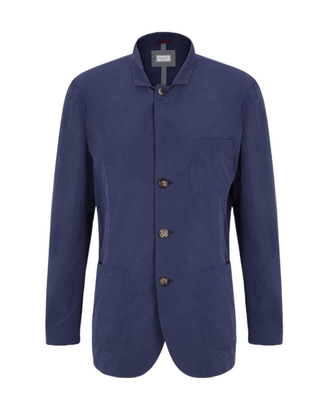 Brunello Cucinelli Blue Collared Long-Sleeved Casual Jacket for men