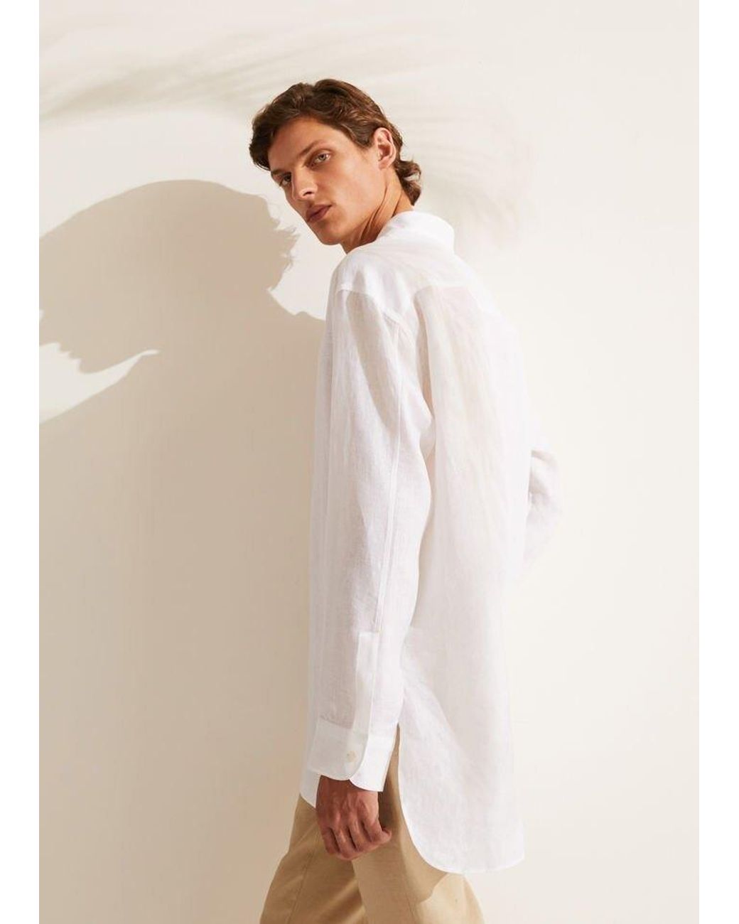 Loro Piana White Slub-Texture Linen Shirt for men