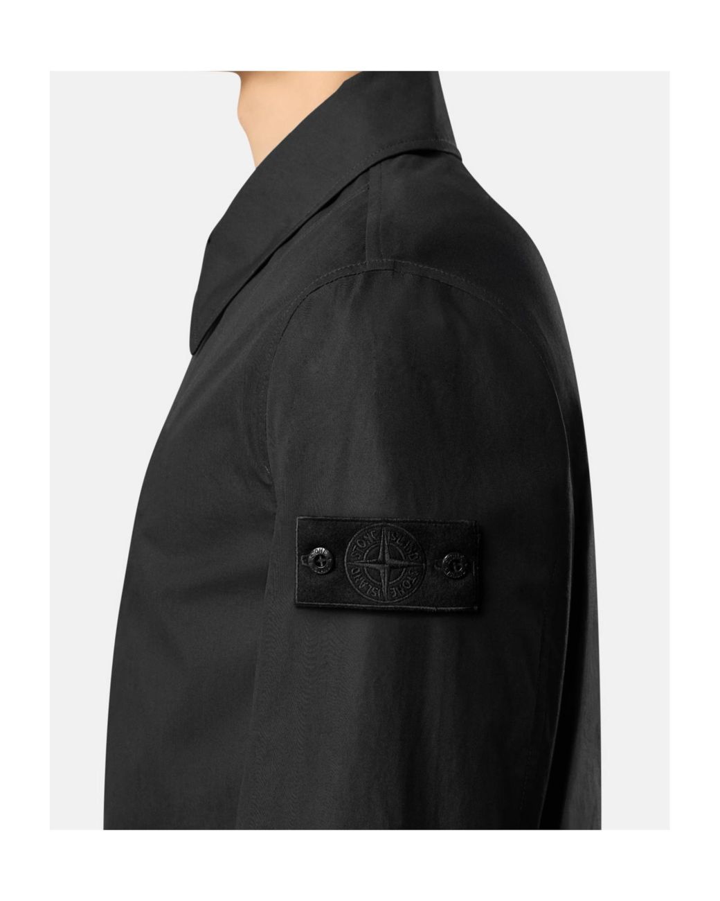 Stone Island Black Windproof And Breathable Pea Coat for men