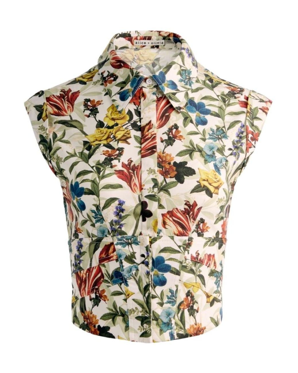 Alice + Olivia Metallic Kim Floral-Print Corset Top