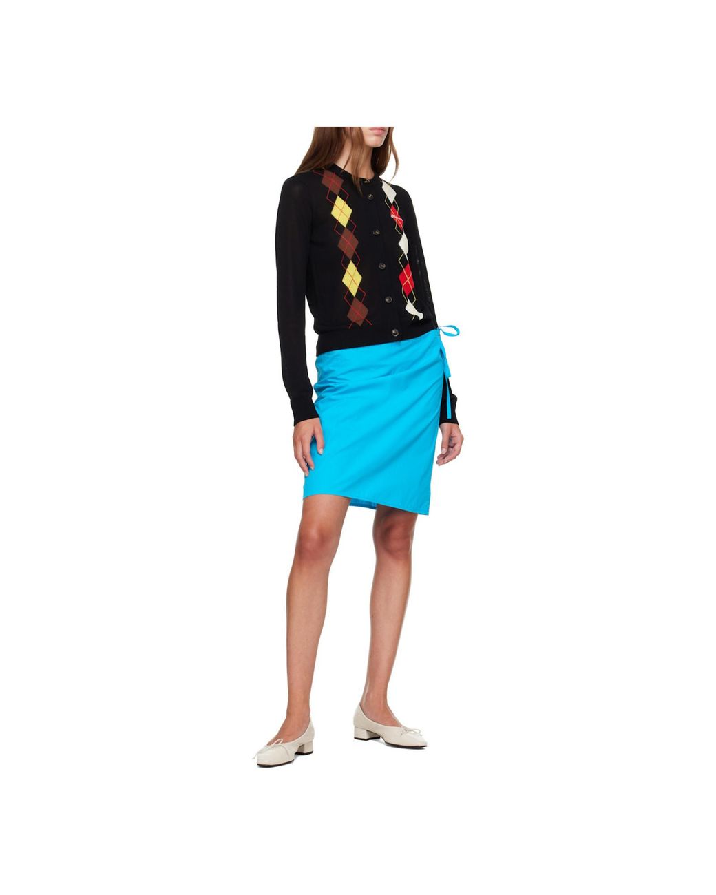 Ganni Black Argyle Buttoned Cardigan