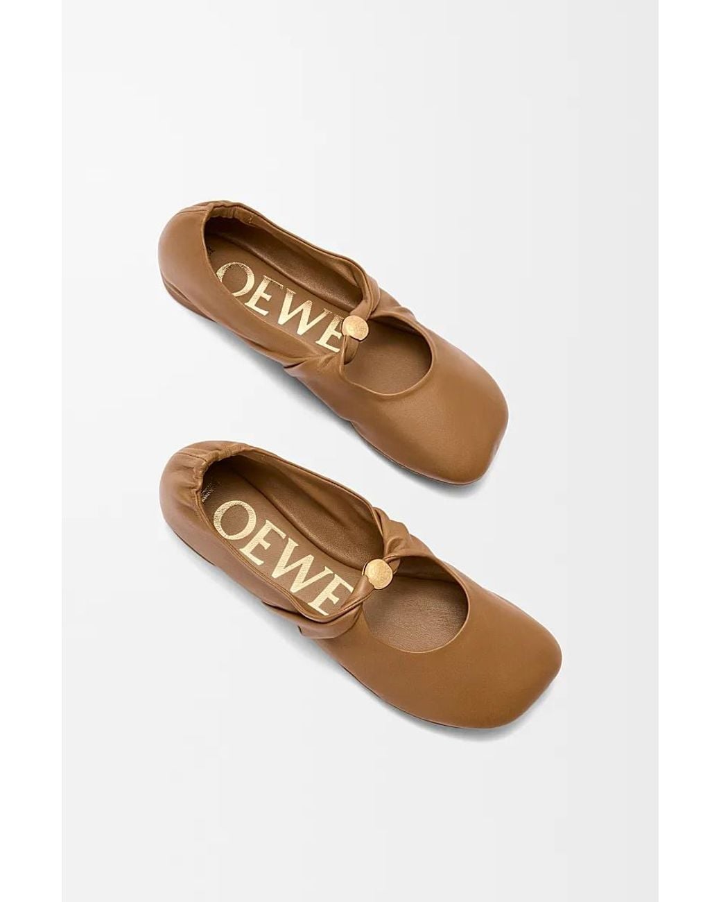 Loewe Brown Pebble Soft Ballerina Shoes