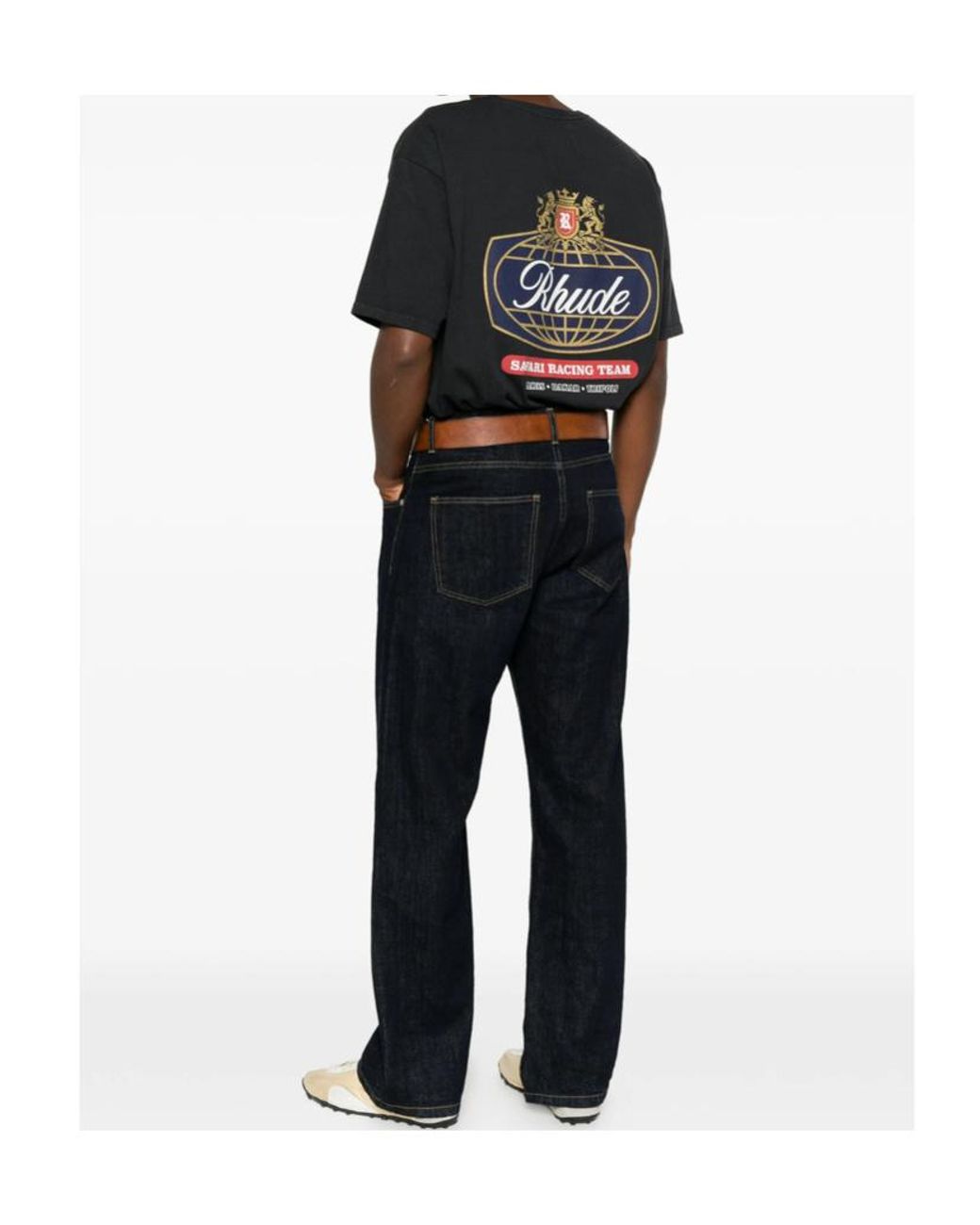 Rhude Black Safari Crest Logo T-Shirt for men