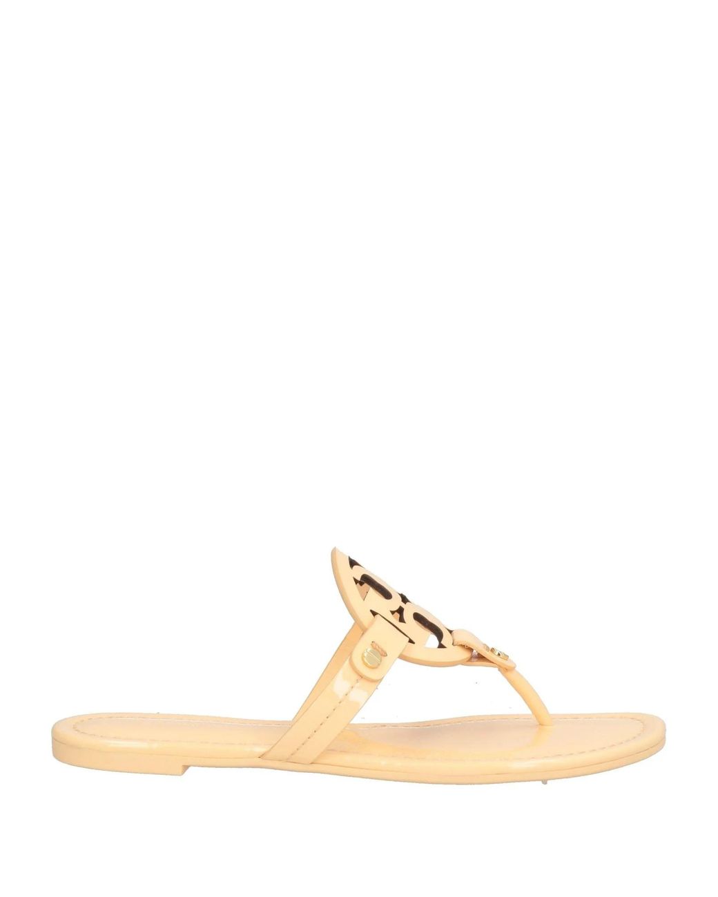 Tory Burch Metallic Minimalist Glossy Leather Slide Sandals