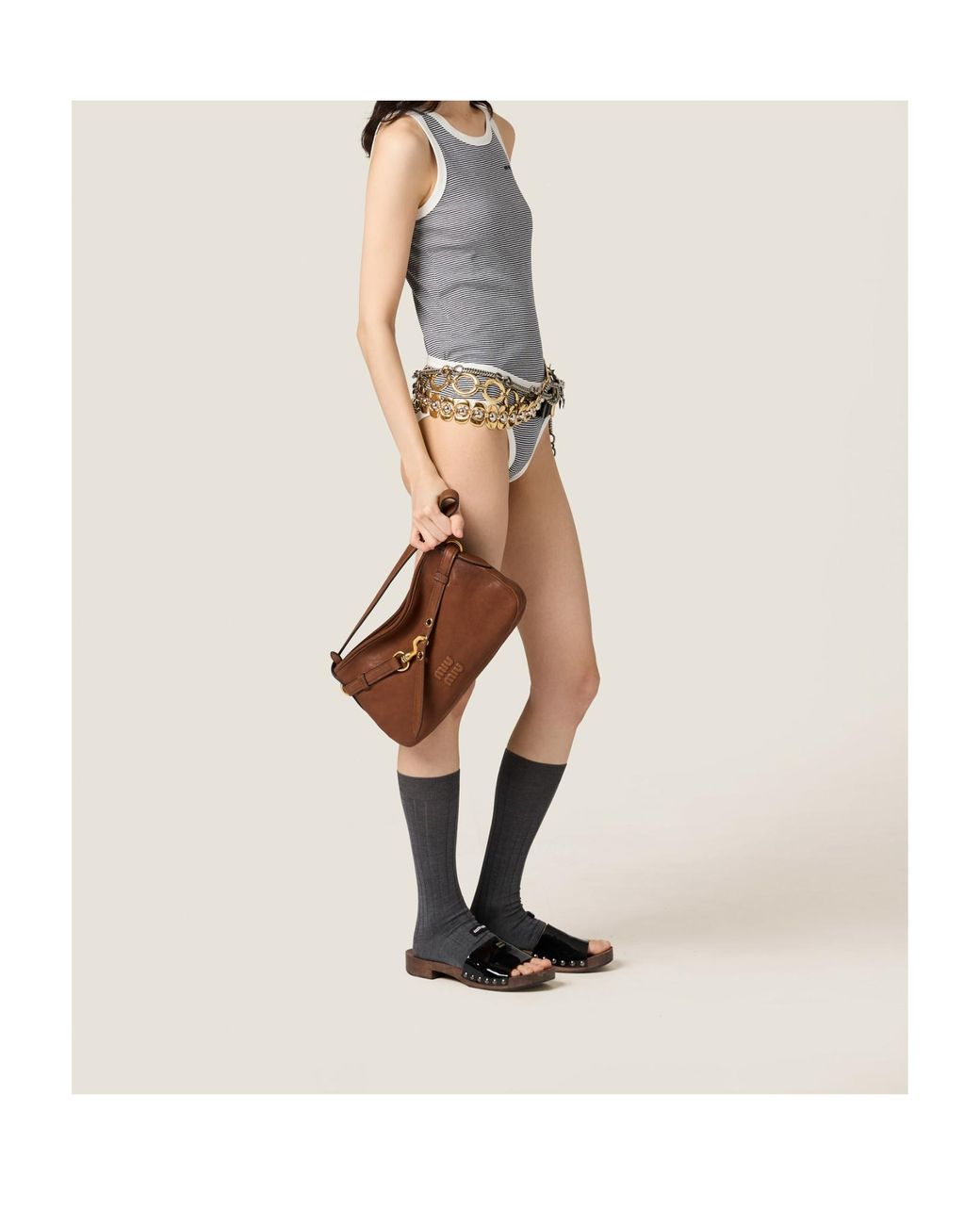 Miu Miu Brown Aventure Nappa Leather Bag