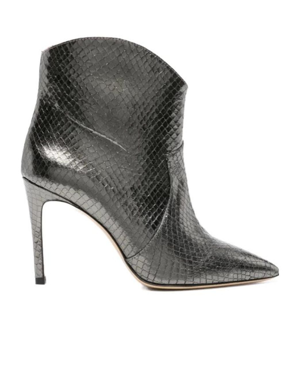 P.A.R.O.S.H. Black High Boots Imitating Snake Skin Leather