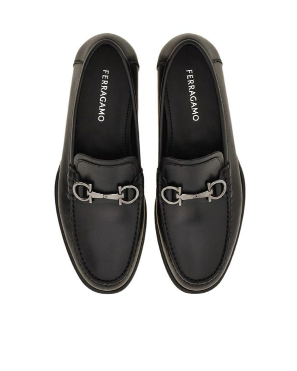 Ferragamo Black Ferragamo Gancini Buckle Slip-On Loafers for men