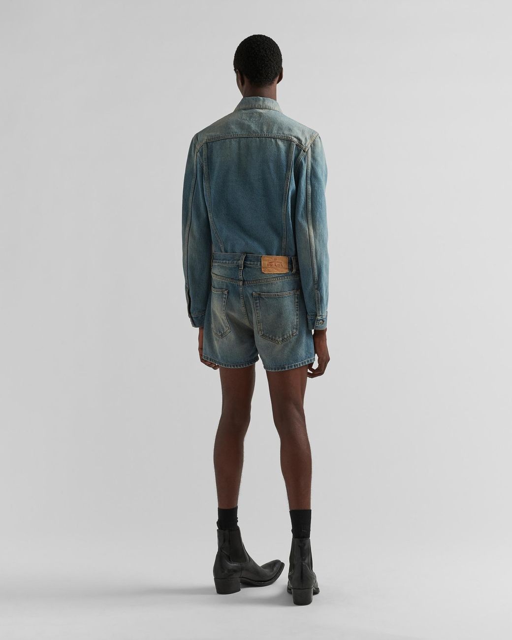 Prada Blue Long-Sleeved Denim Jacket for men
