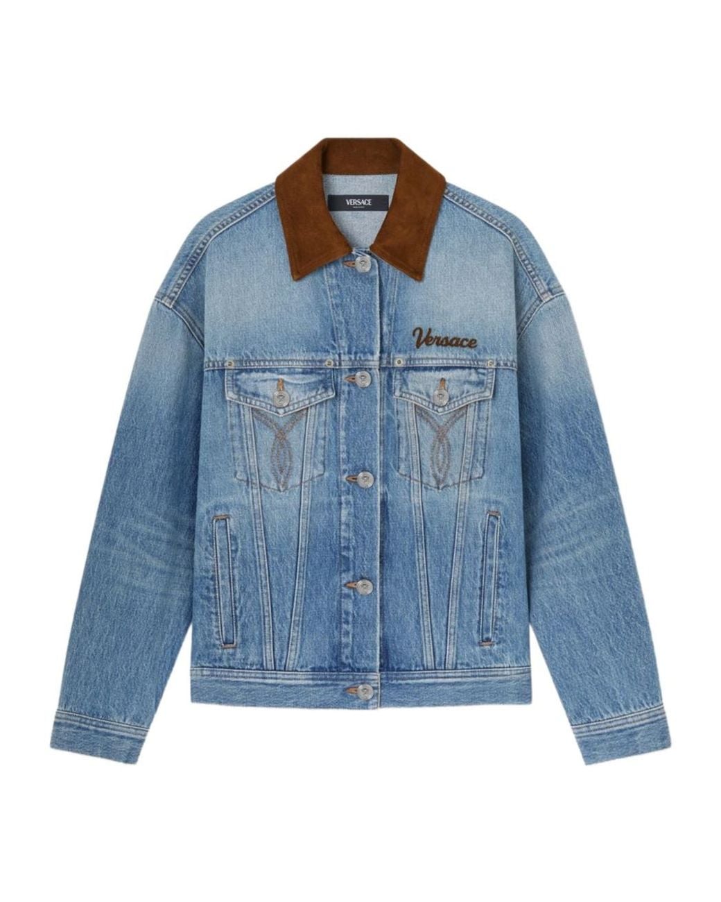 Versace Blue Button-Up Denim Jacket