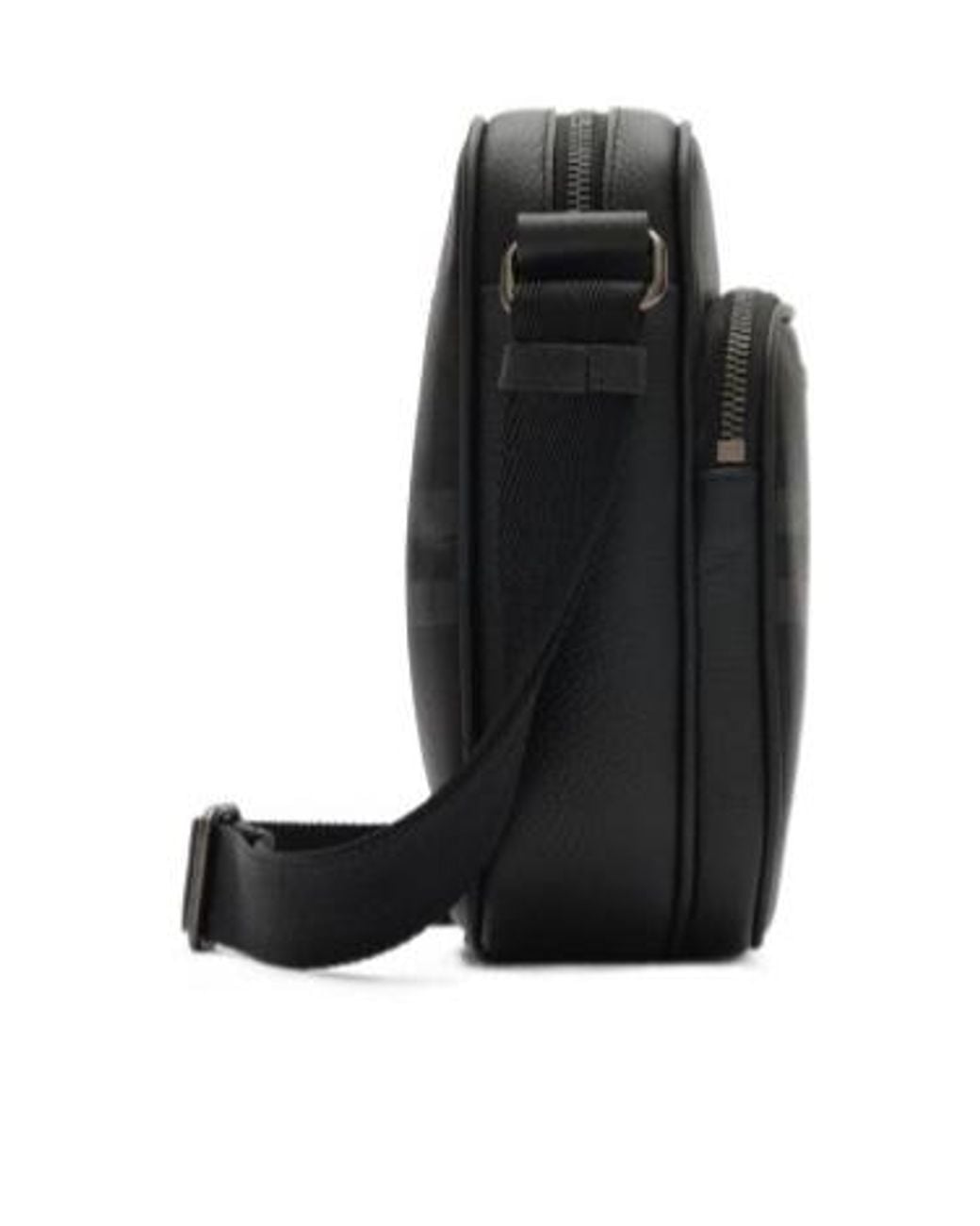 Burberry Black Checked Logo Messenger Bag for men