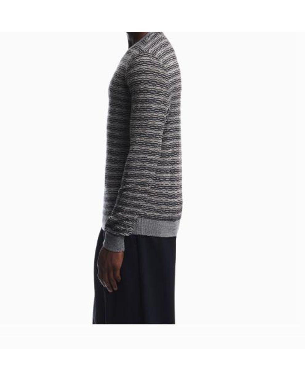 Emporio Armani Gray Horizontal-Stripe Sweater for men