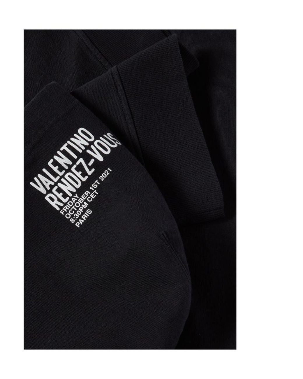 Valentino Black Pattern Printed Hooded Hoodie