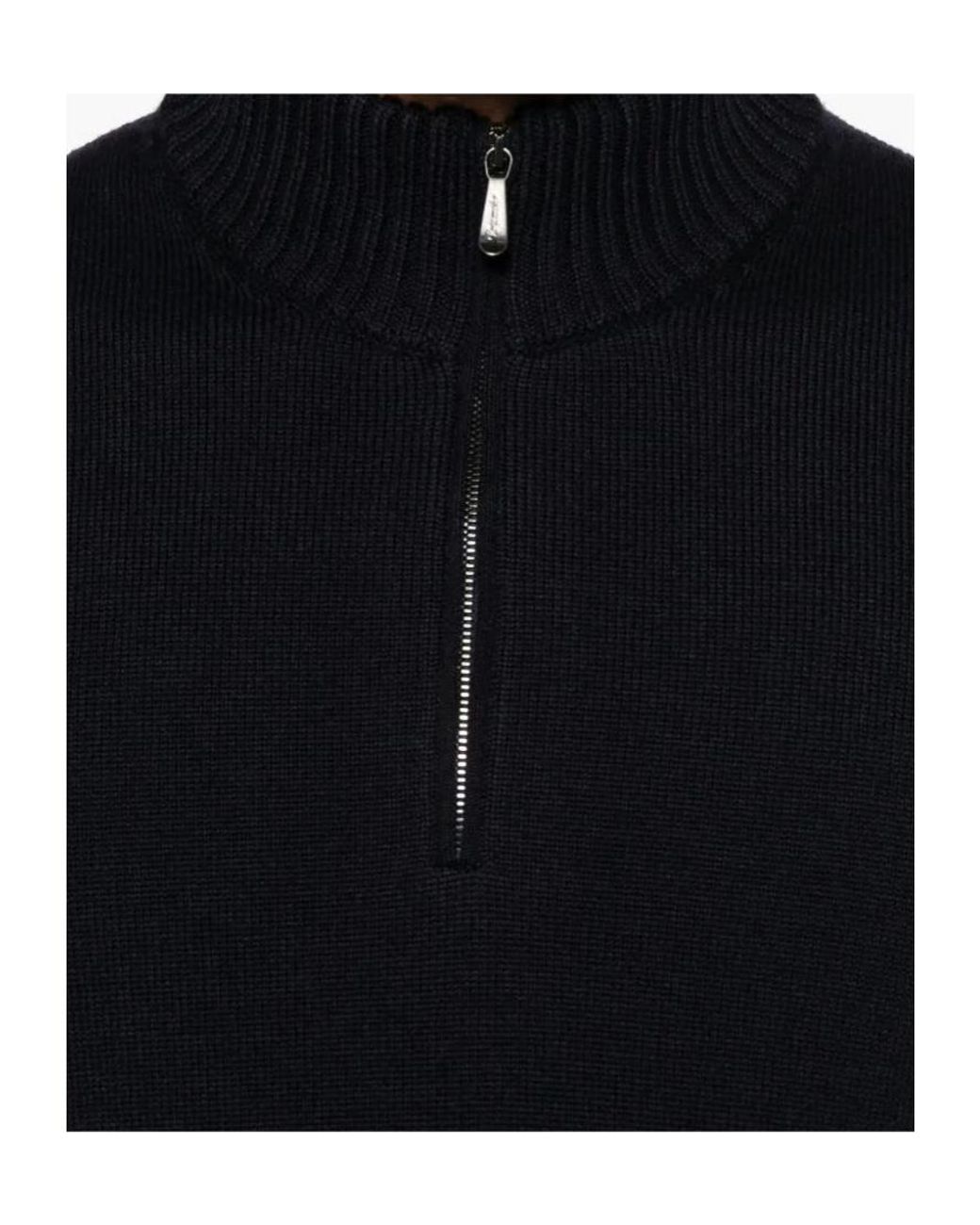 Drumohr Black Mock-Neck Zip Knitwear for men