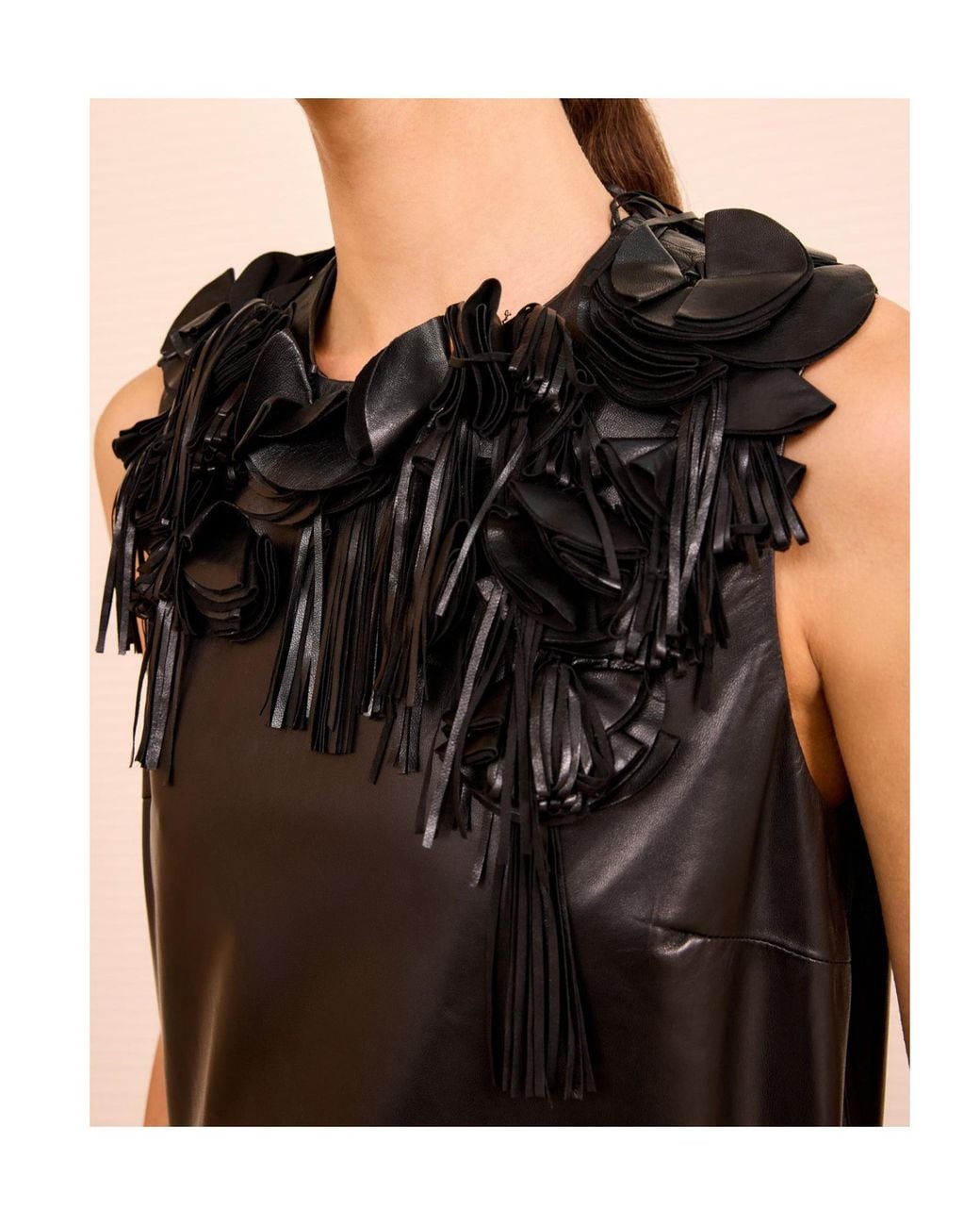 Ulla Johnson Black Marlowe Floral-Appliquéd Leather Top