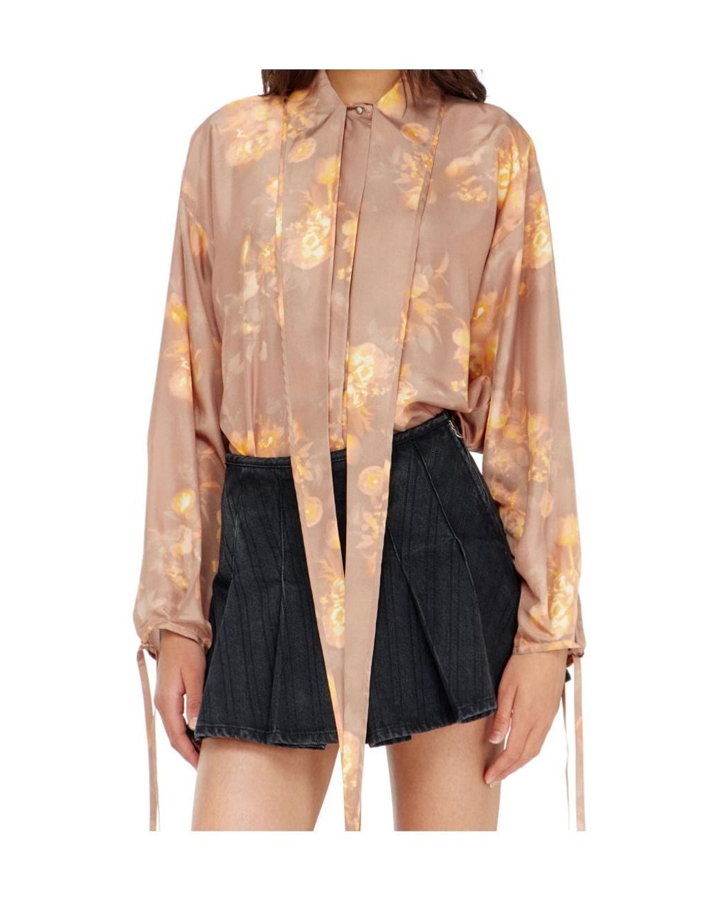 DIESEL White C-Allas-T1 Floral Tie-Neck Shirt