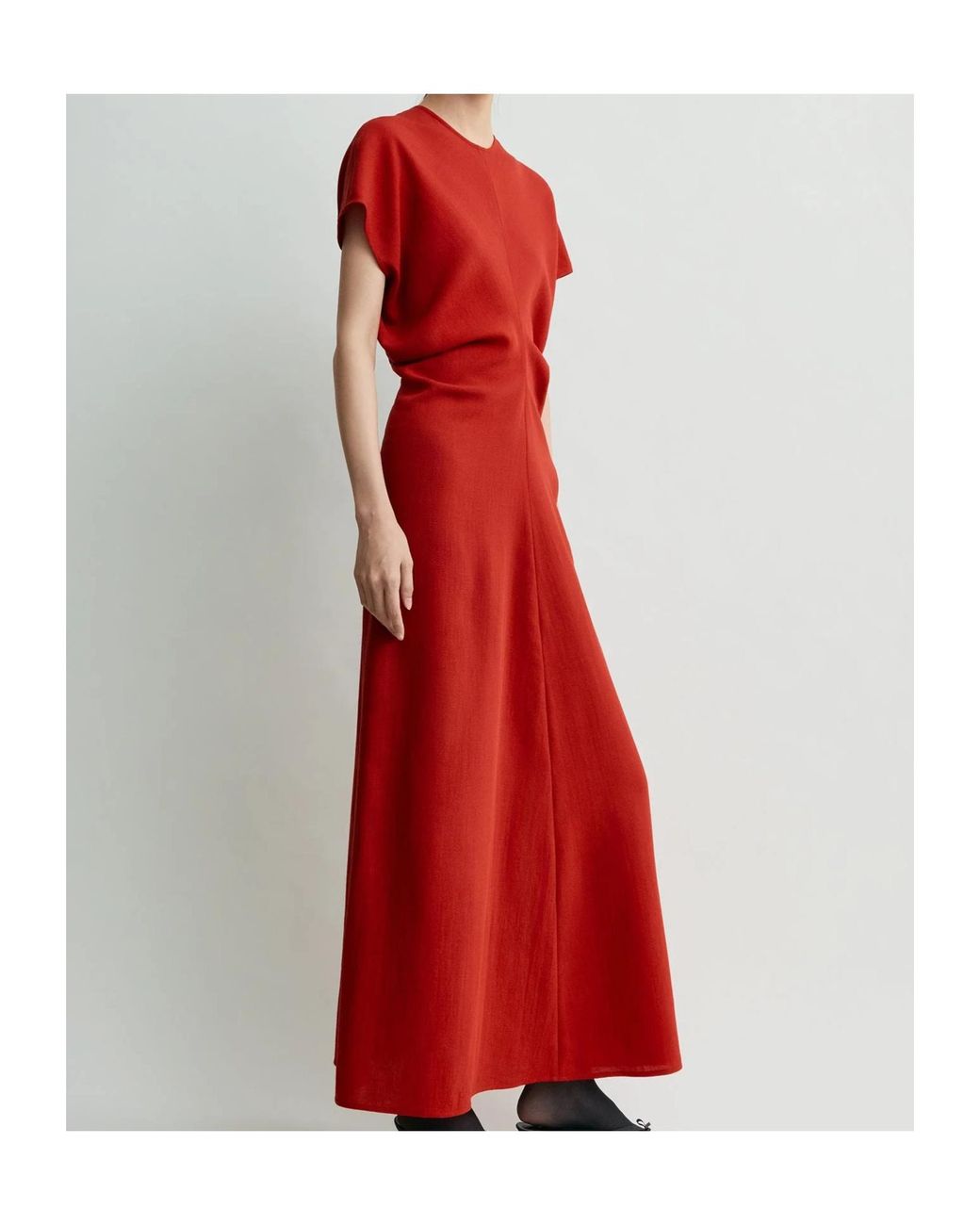 Totême Red Totême Slouched-Waist Crewneck Dress