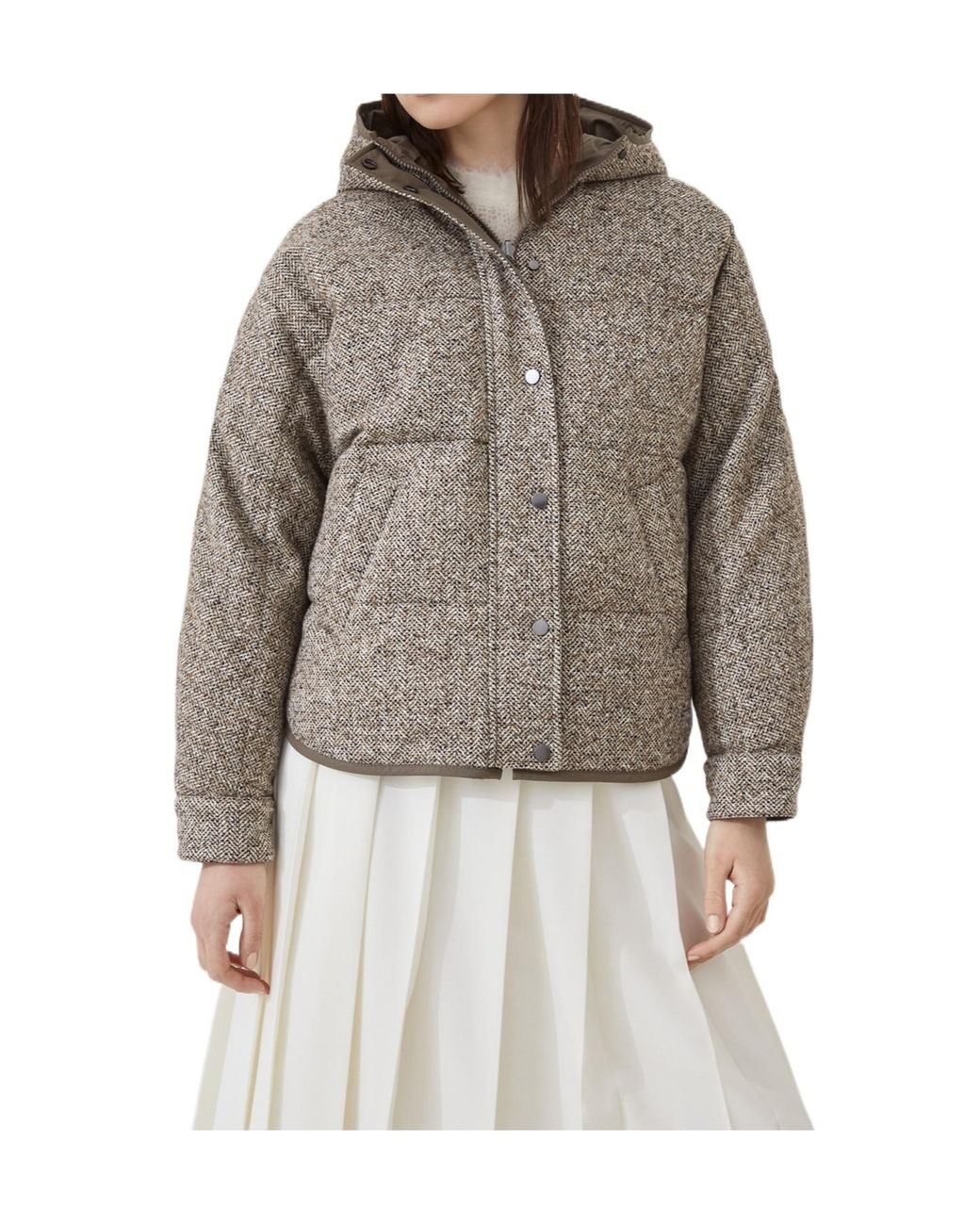 Brunello Cucinelli Gray Quilted Hooded Jacket