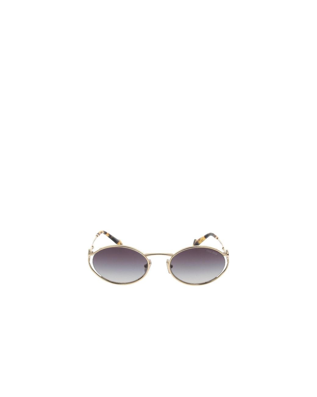 Miu Miu White Eyewear Round Frame Sunglasses