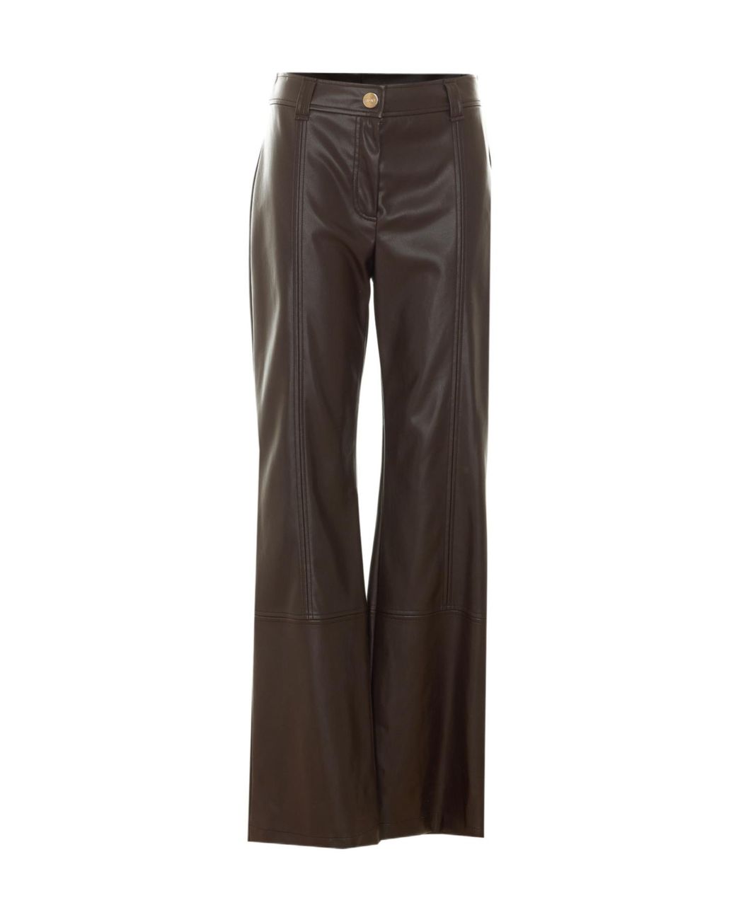 Liu Jo Brown Faux Leather Wide-Leg Pants