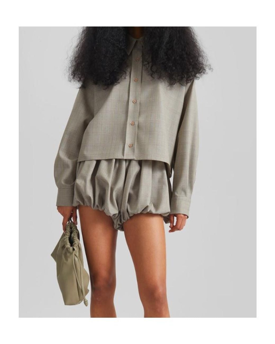 Frankie Shop Gray Arlen Boxy Checked Shirt