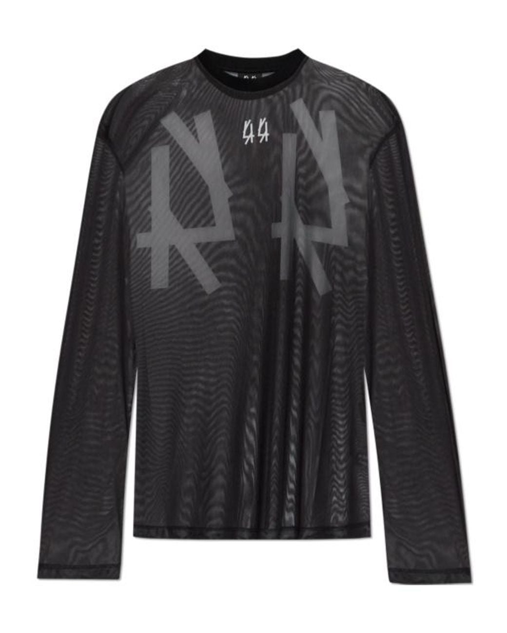 44 Label Group Black Logo Printed Semi-Sheer Long-Sleeved T-Shirt for men