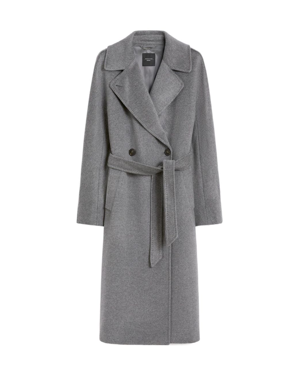 Weekend by Maxmara Gray Double-Breasted Wool Midi Coat