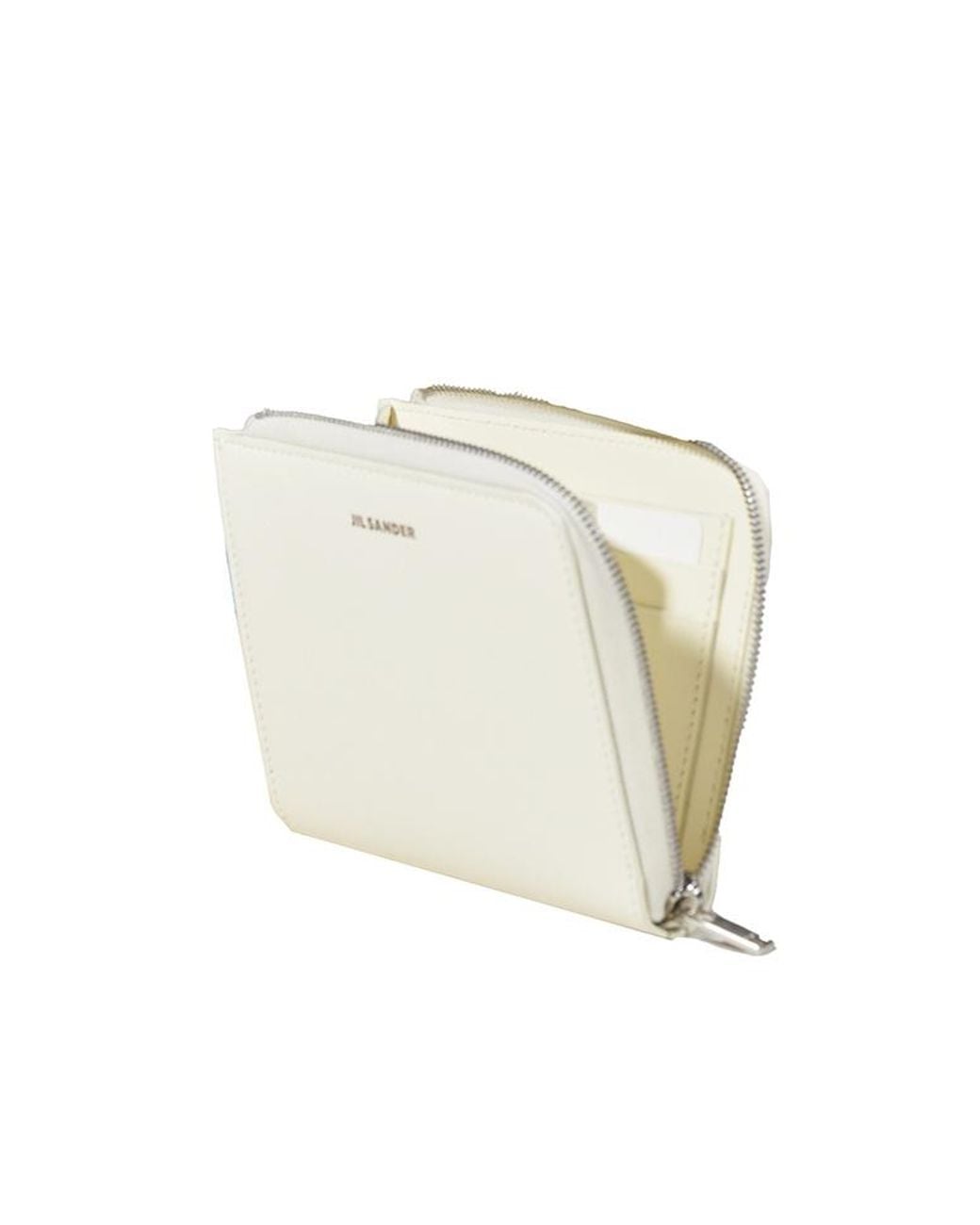 Jil Sander White Logo Embossed Zipped Cardholder for men