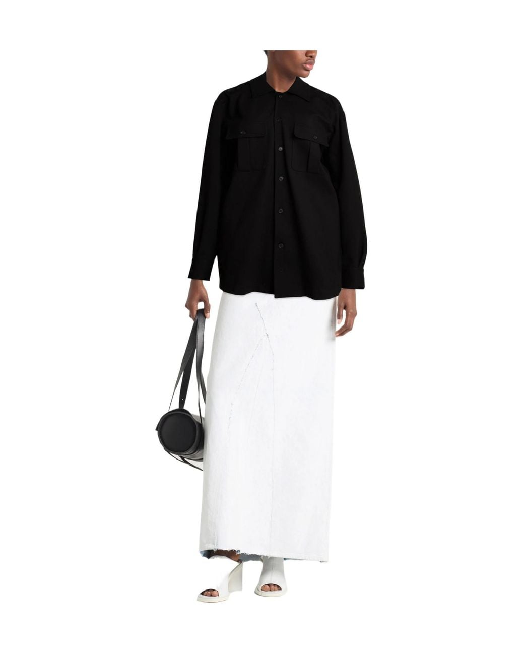 MM6 by Maison Margiela Black Solid Colour Shirts