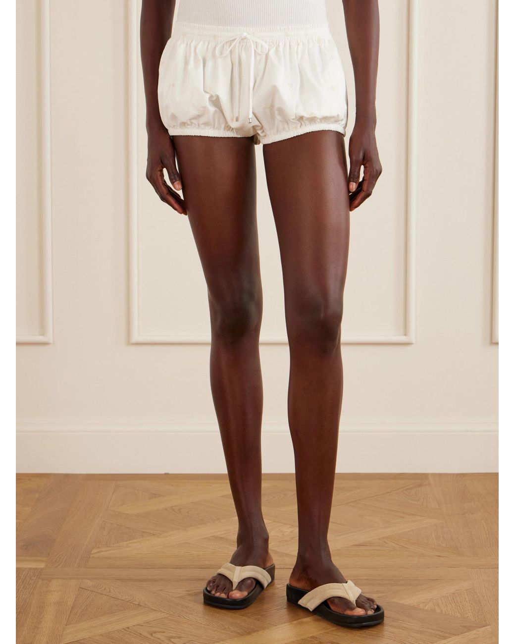 The Attico White Embroidered Shorts