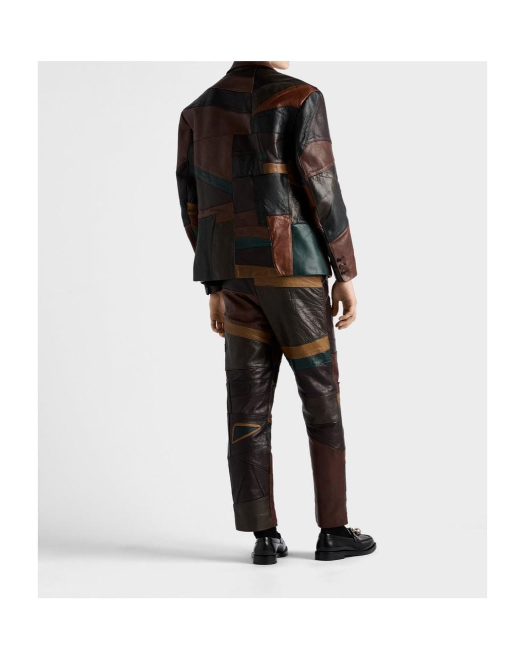 Prada Brown Patchwork Leather Jacket for men