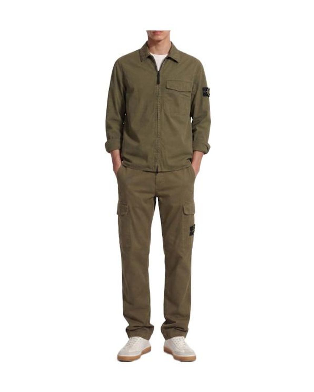 Stone Island Black Logo Cotton Regular Pants for men