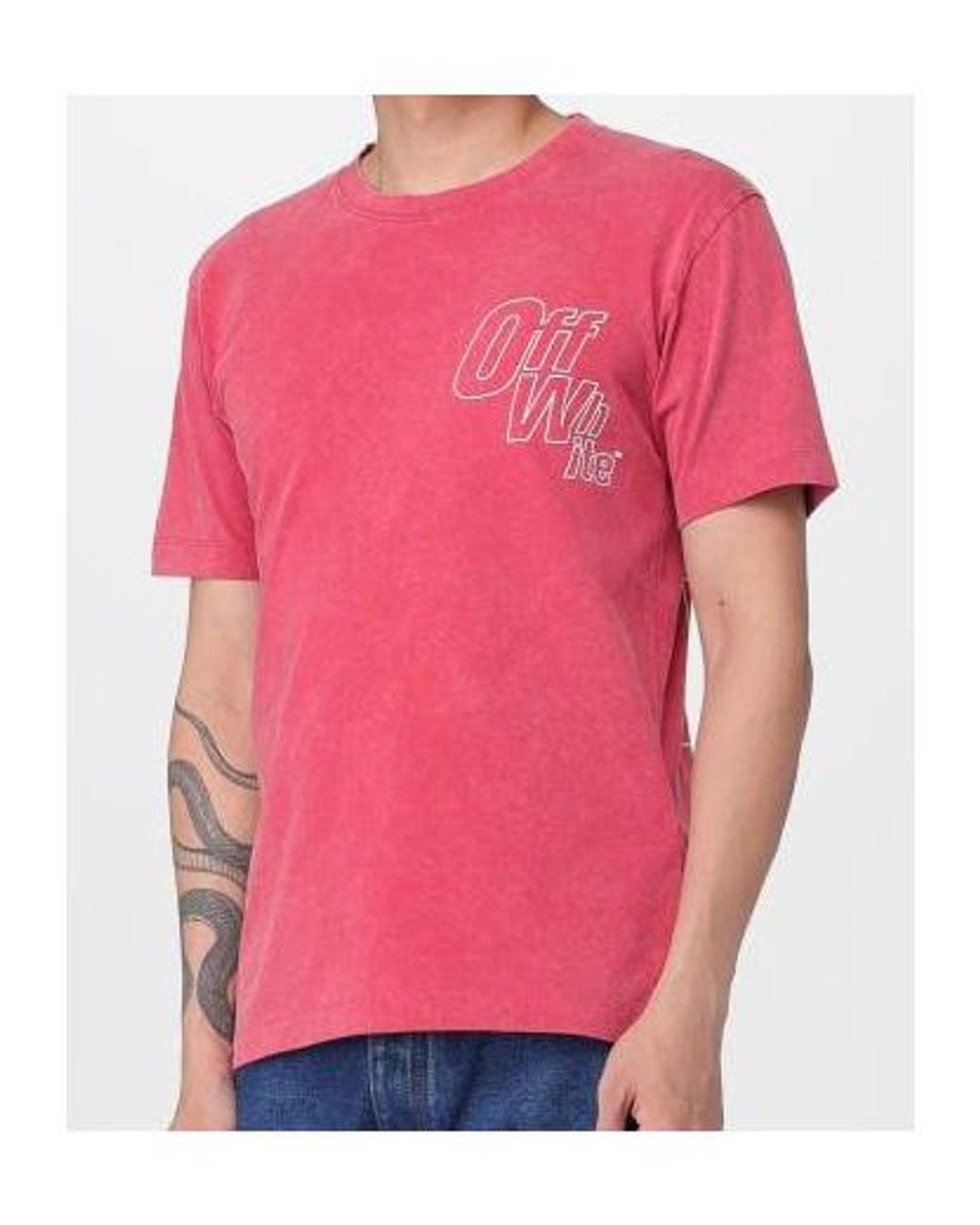 Off-White c/o Virgil Abloh Pink Outline Arrow Logo T-Shirt for men