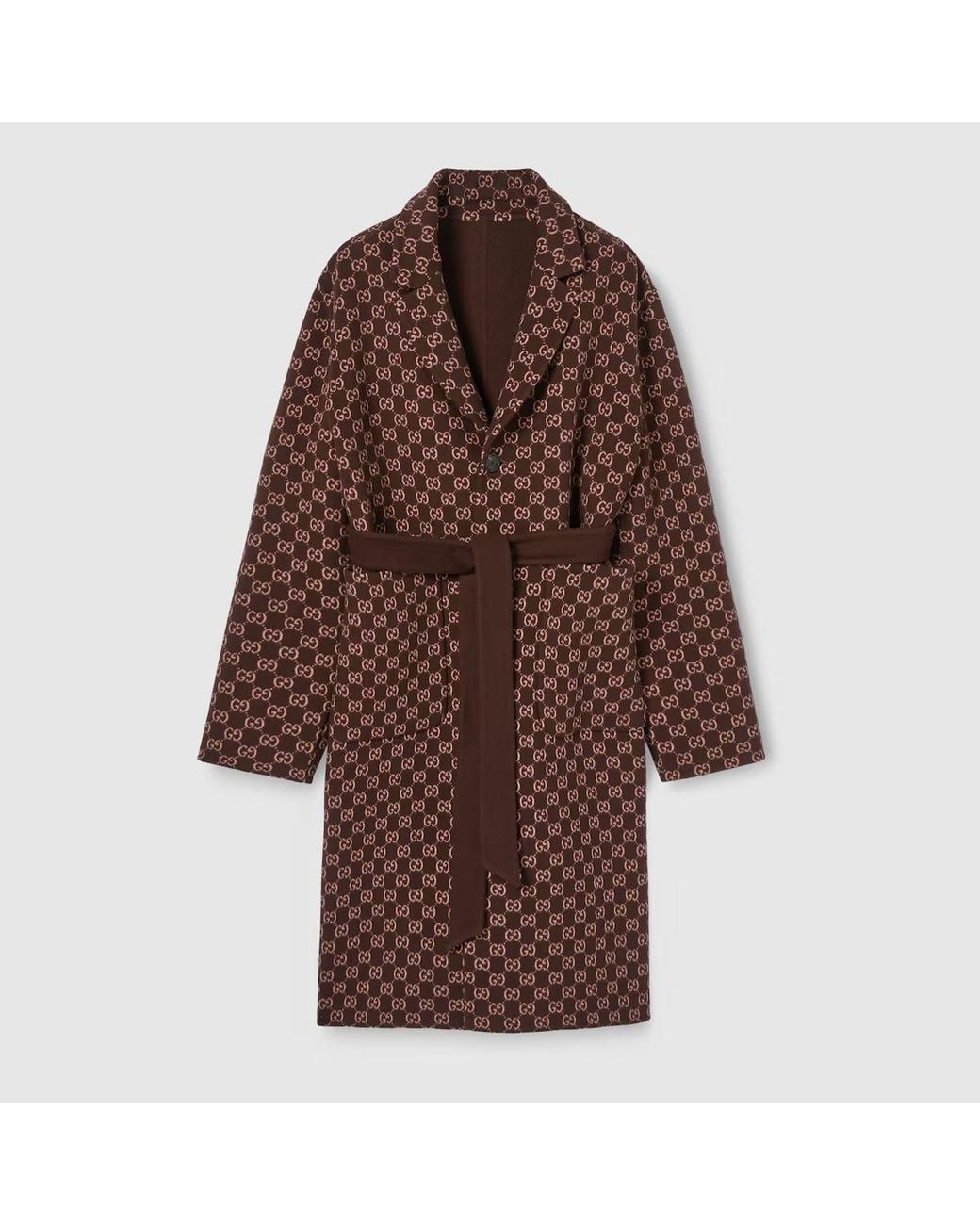 Gucci Brown Belted Button-Up Coat