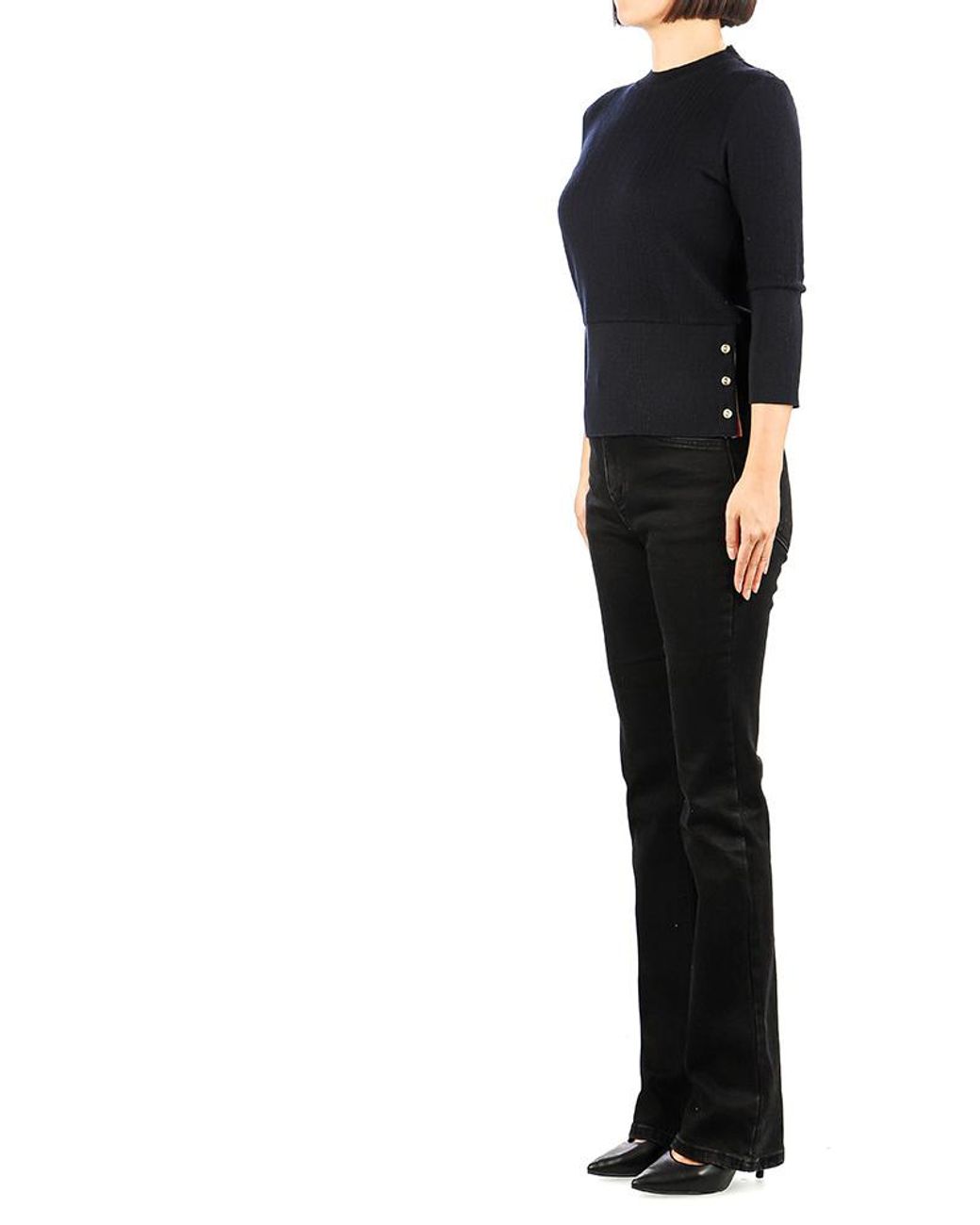 Thom Browne Blue Crewneck Straight Hem Jumper
