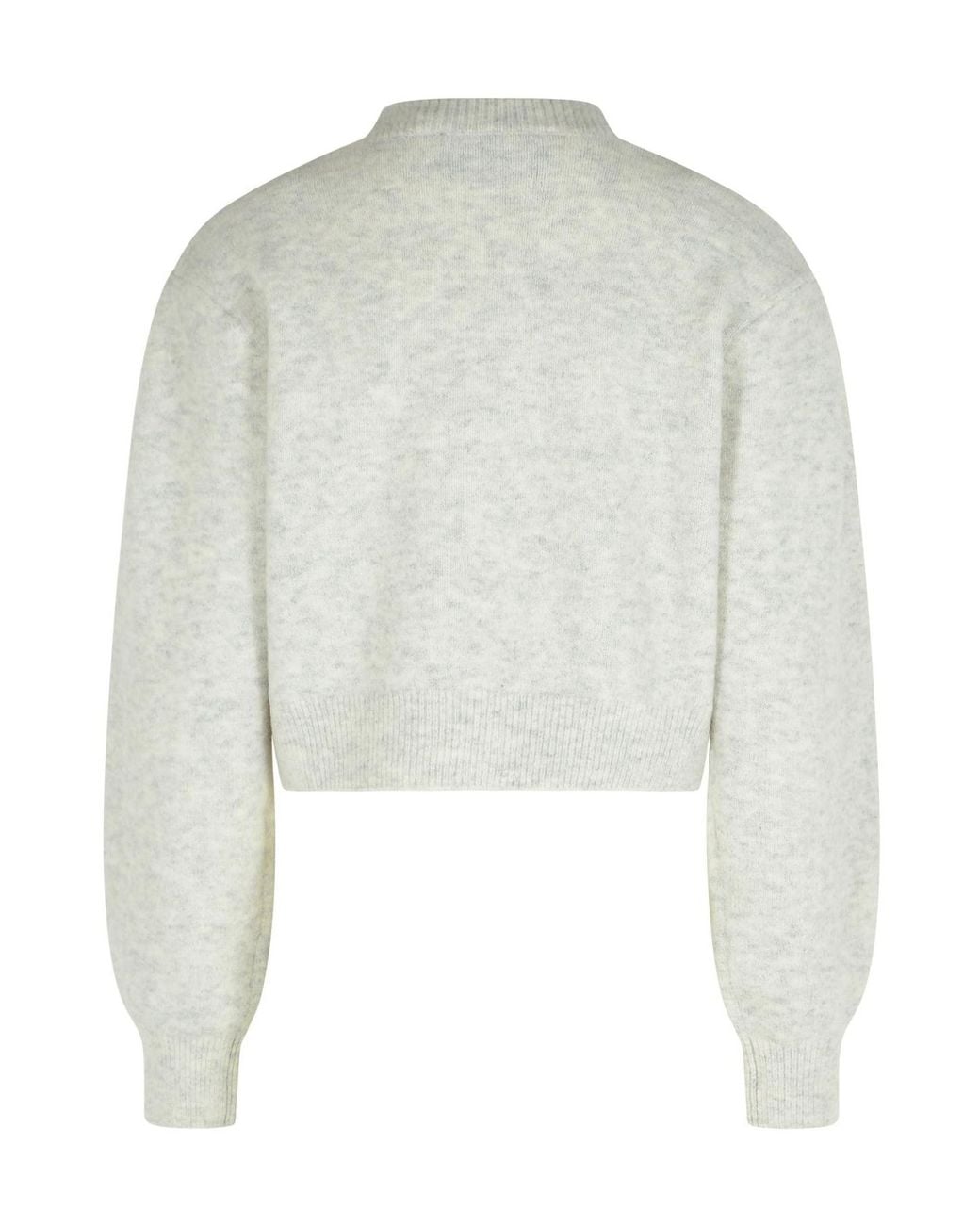ROTATE BIRGER CHRISTENSEN Gray Puff-Sleeve Rose-Embellished Cardigan